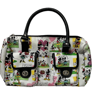Disney Parks Authentic Mickey & Minnie Mouse Printed Satchel Purse Bag*FLAW*